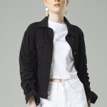 PLEATED DENIM Cotton Jacket