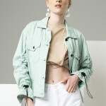PLEATED DENIM Cotton Jacket