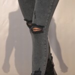 Lycra Ripped Grey Jeans