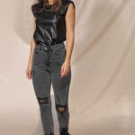Lycra Ripped Grey Jeans