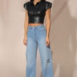 Side Rips Wide Jeans